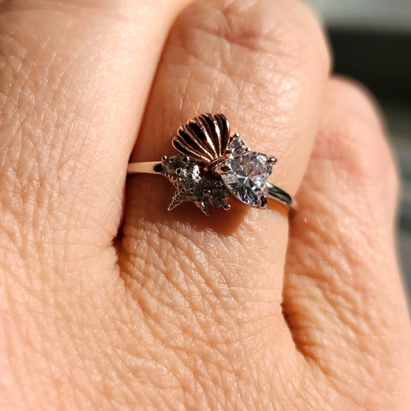 STERLING SILVER SEASHELL/STARFISH RING - Picture 4 of 5